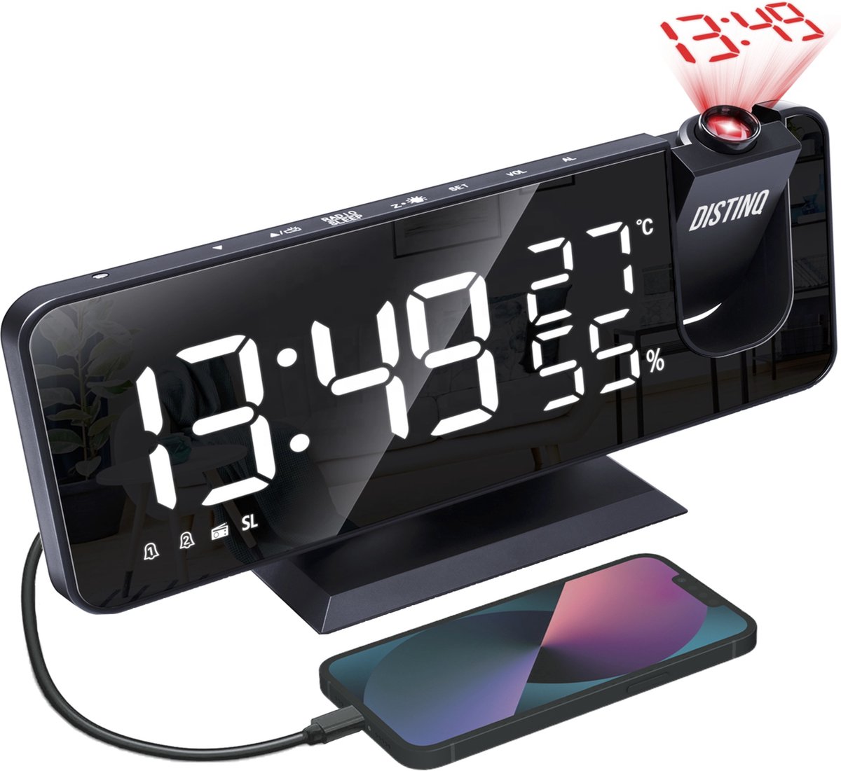 DistinQ Projection Alarm Clock Radio