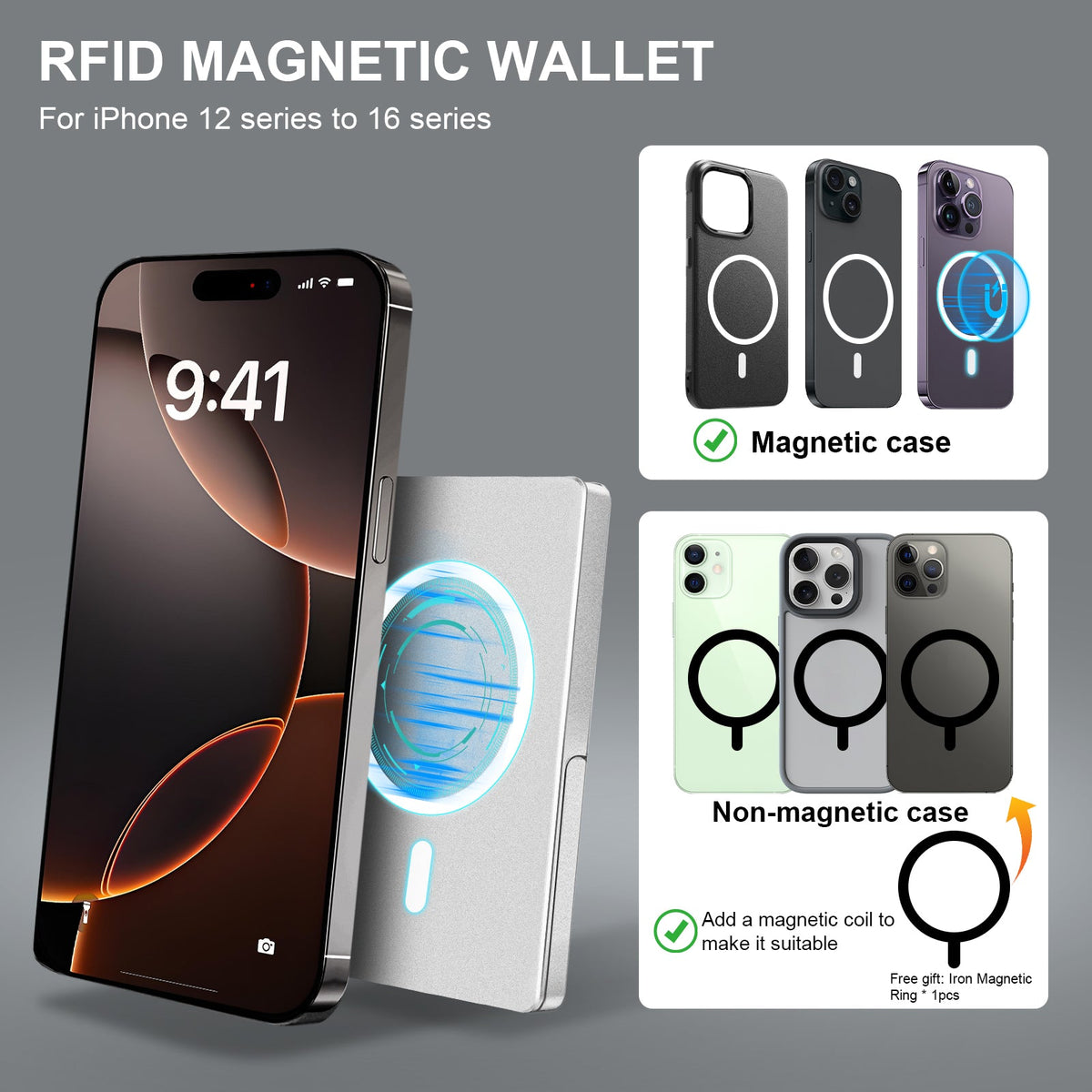 TOYFID MagSafe RFID Blocking Pop-Up Wallet with Adjustable Stand