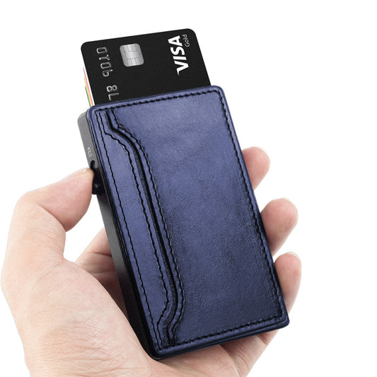 TOYFID Aluminum Pop-Up Wallet with PU Leather Cover
