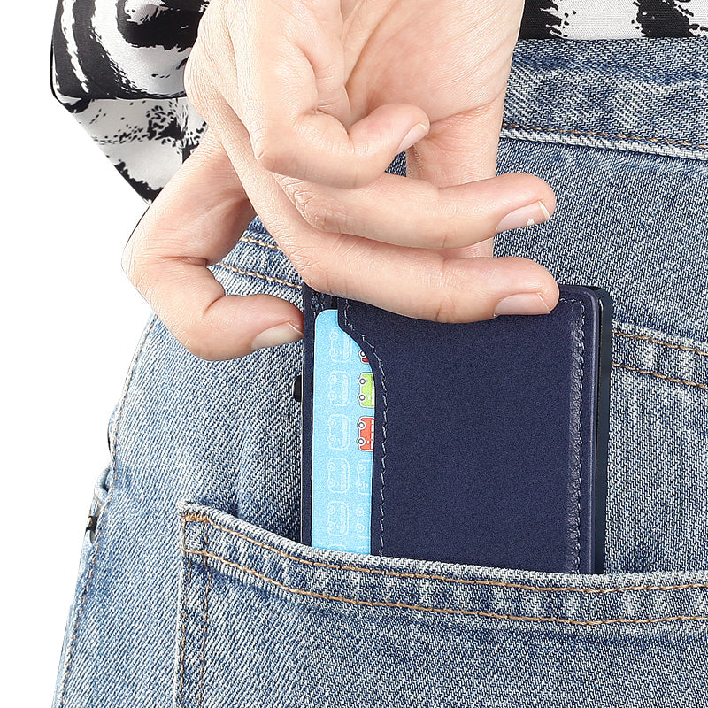 TOYFID Aluminum Pop-Up Wallet with PU Leather Cover