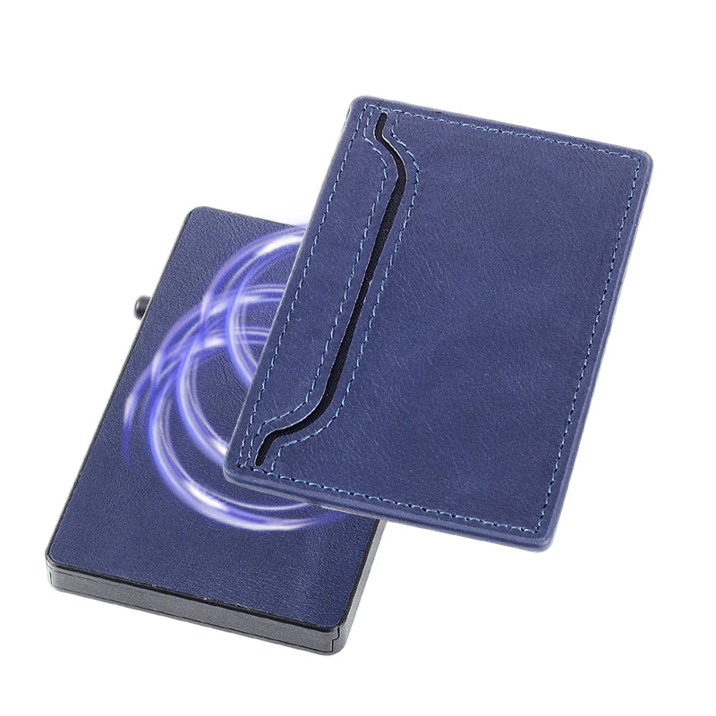 TOYFID Aluminum Pop-Up Wallet with PU Leather Cover
