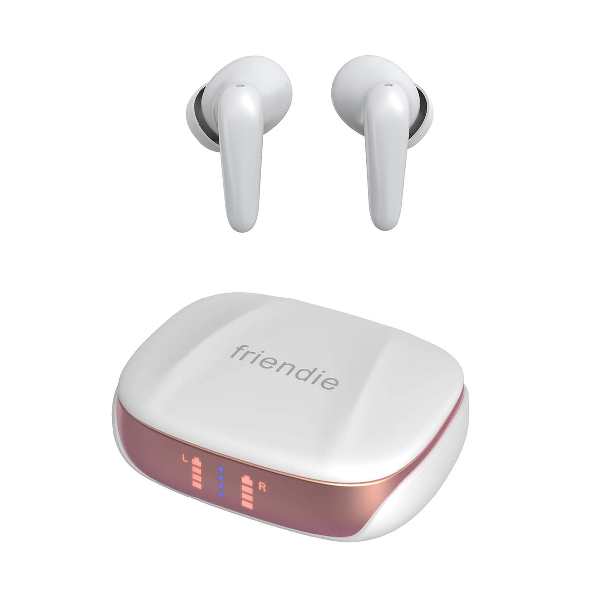 Friendie AIR Focus ANC Wireless Earbuds – Pearl White/Rose Gold