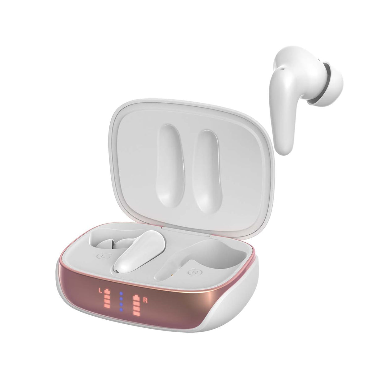 Friendie AIR Focus ANC Wireless Earbuds – Pearl White/Rose Gold