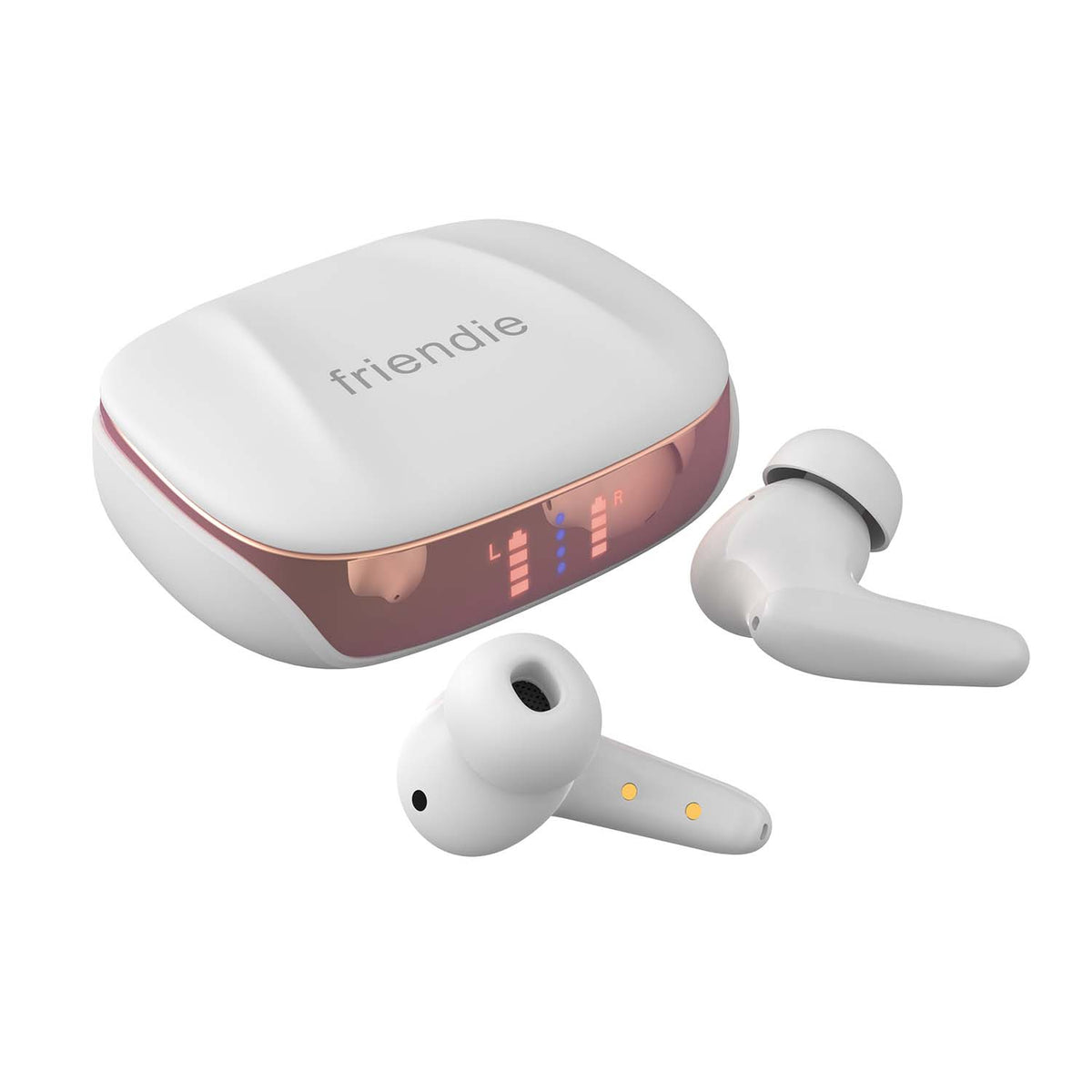 Friendie AIR Focus ANC Wireless Earbuds – Pearl White/Rose Gold