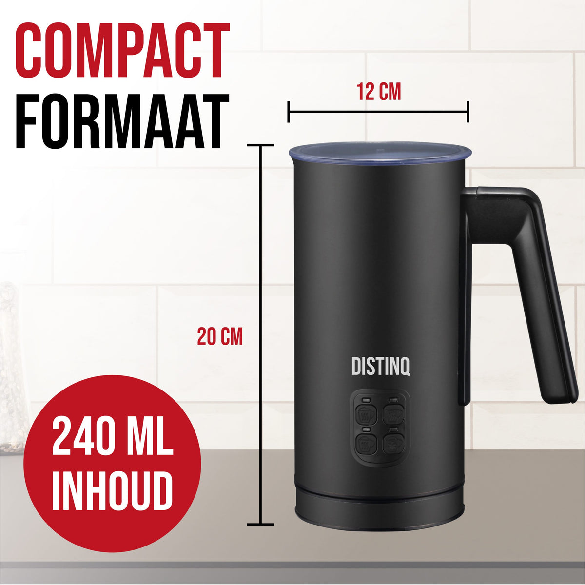DistinQ 4-in-1 Electric Milk Frother – Black