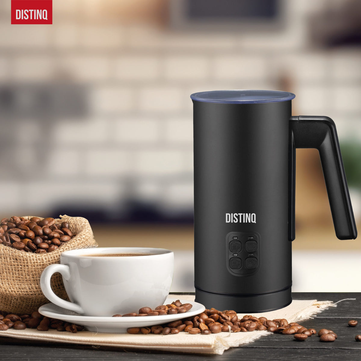 DistinQ 4-in-1 Electric Milk Frother – Black