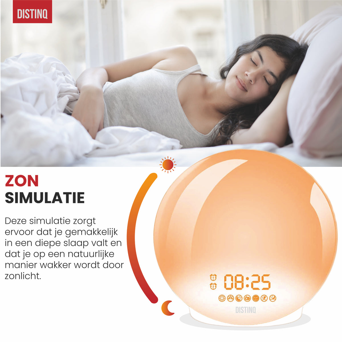 DistinQ Wake-Up Light Alarm Clock – White